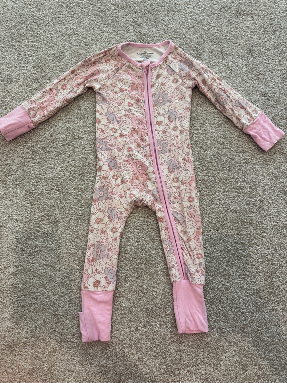Caden Lane Convertible Zip Romper Pink Poppy EUC 3-6 Months